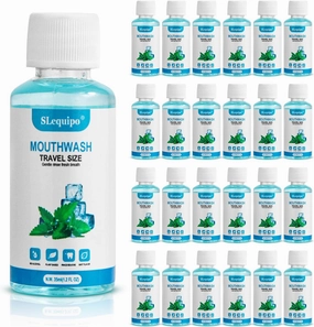 100 Travel Size Mouthwash Bulk Mini Mouthwash, Fresh Mint Portable Mouthwash Individual 1.2oz/35ml Mouthwash Bottles for Travel Toiletry Kits, Blue