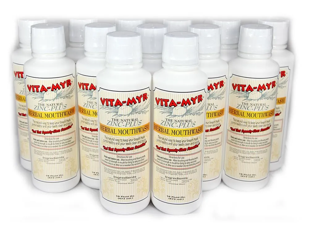 12 Pack VITA-MYR 16 Ounce Effective Herbal Zinc-Plus All Natural Mouthwash
