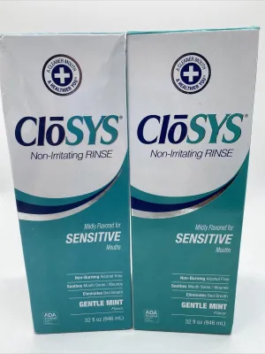 (2) CloSYS Sensitive Antimicrobial Mouthwash 32oz Gentle Mint Alcohol Free 12/22