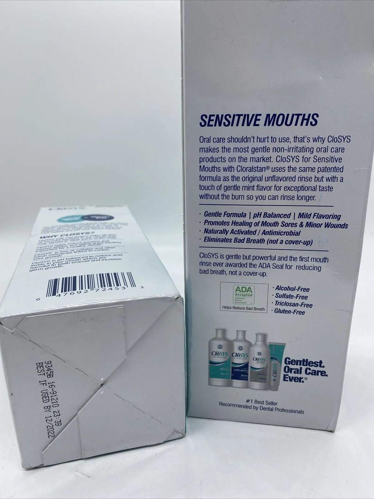 (2) CloSYS Sensitive Antimicrobial Mouthwash 32oz Gentle Mint Alcohol Free 12/22