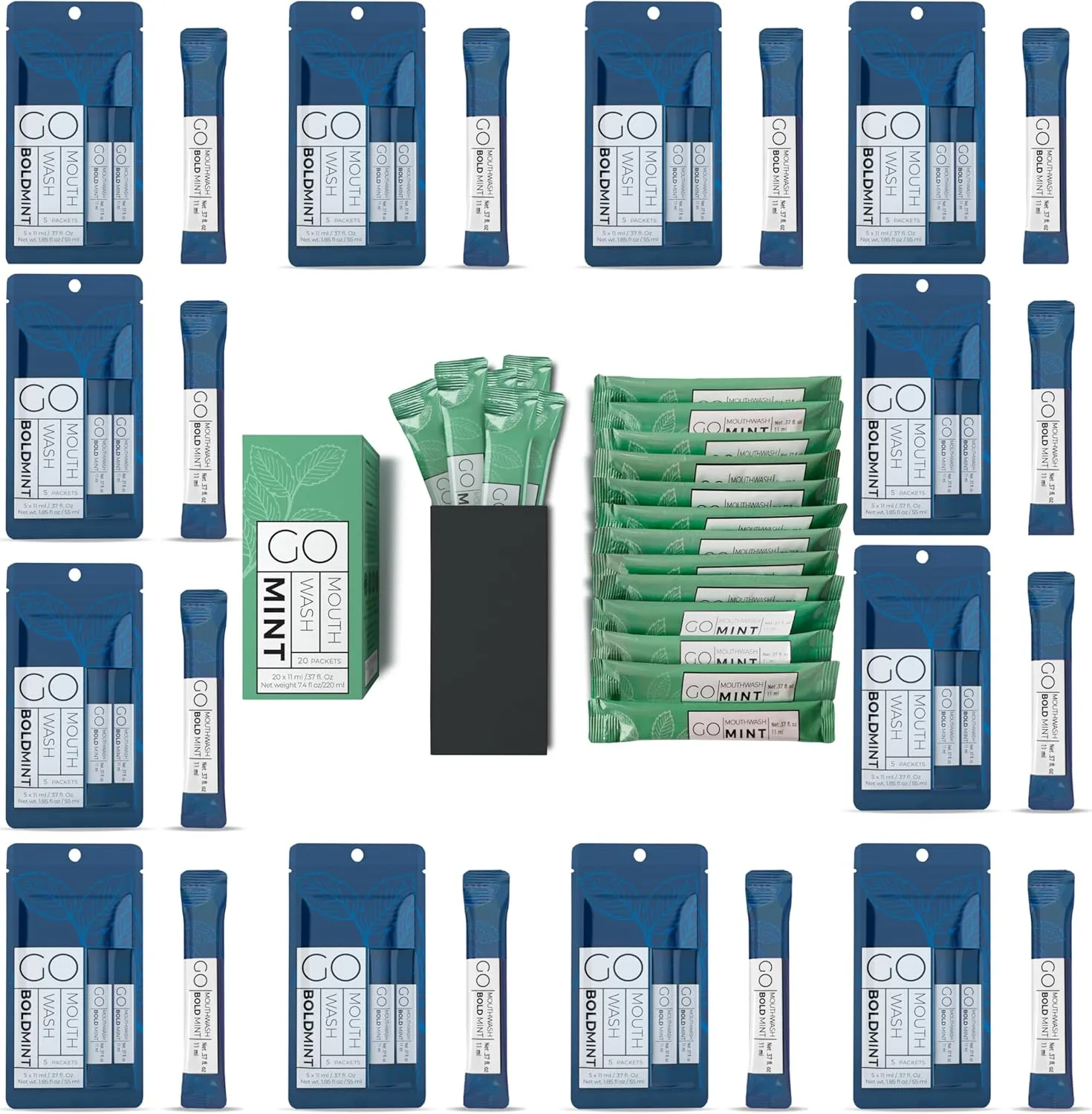 20pc Go Mouthwash Smooth Mint   60pc Go Mouthwash Bold Mint Packets