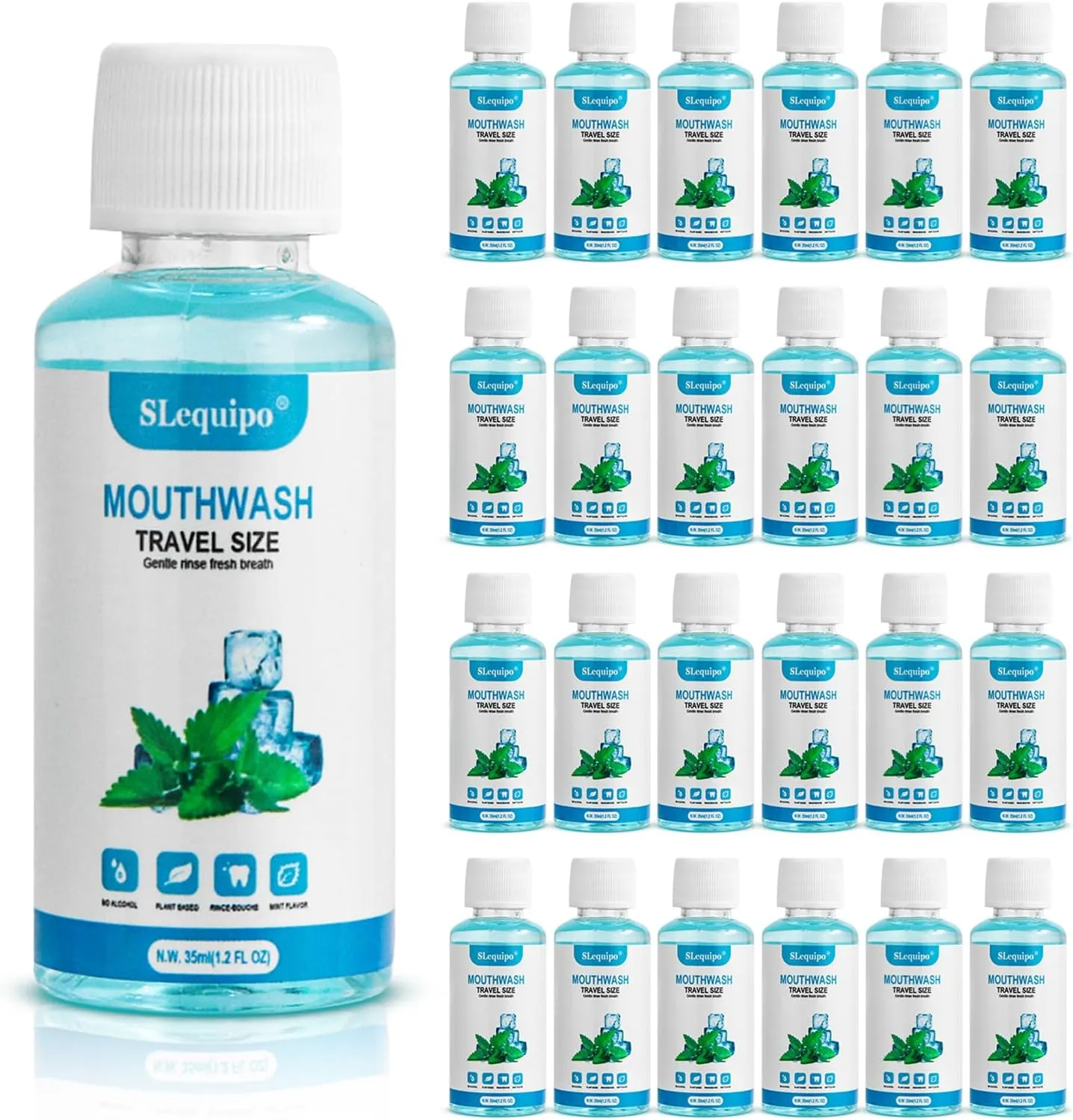 25 Travel Size Mouthwash Bulk Mini Mouthwash, Fresh Mint Portable Mouthwash Individual 1.2oz/35ml Mouthwash Bottles for Travel Toiletry Kits, Blue