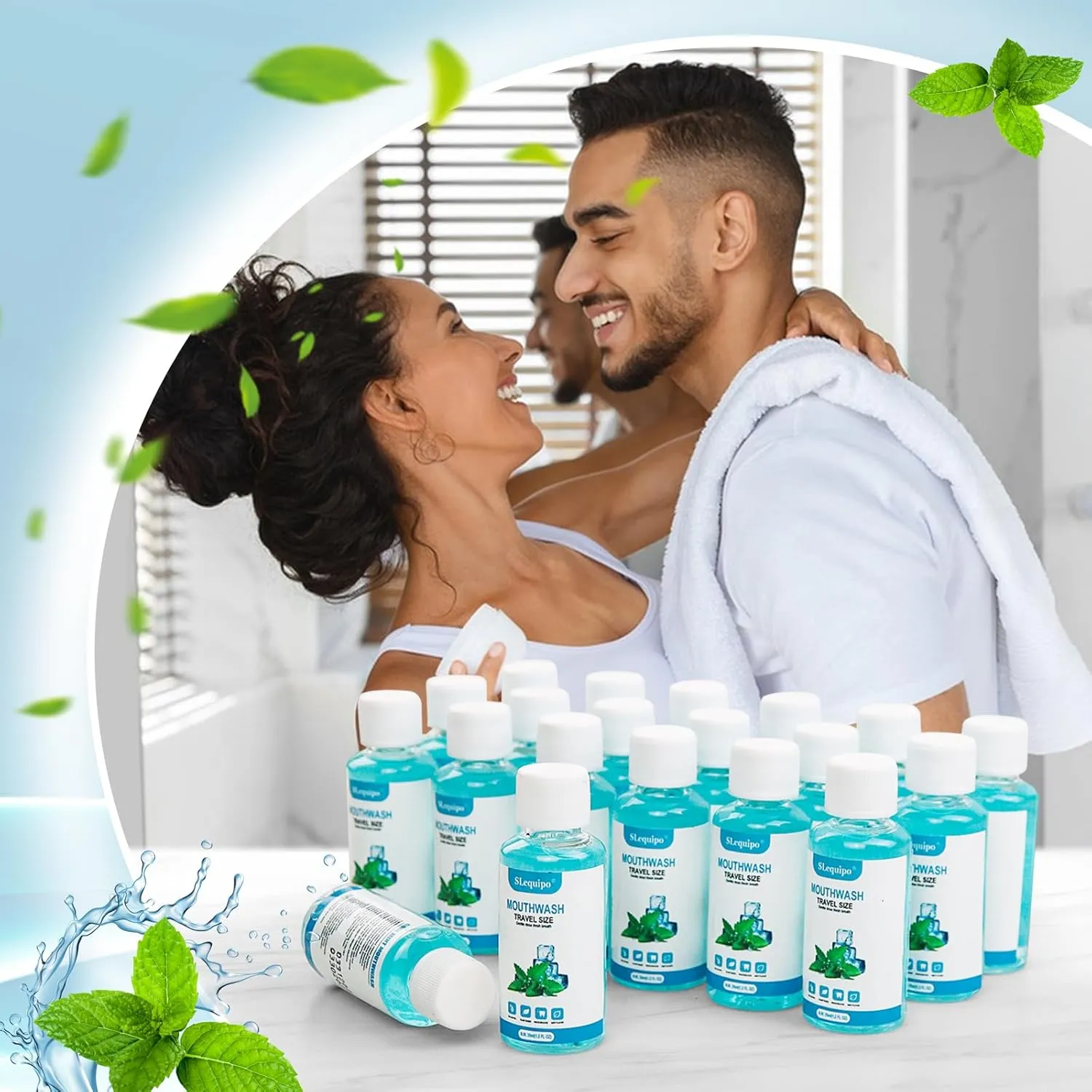 25 Travel Size Mouthwash Bulk Mini Mouthwash, Fresh Mint Portable Mouthwash Individual 1.2oz/35ml Mouthwash Bottles for Travel Toiletry Kits, Blue