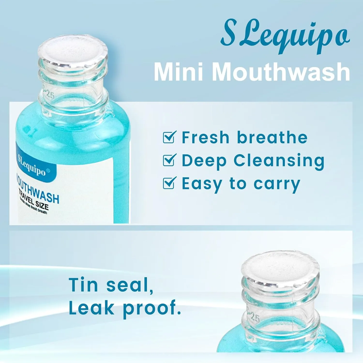 25 Travel Size Mouthwash Bulk Mini Mouthwash, Fresh Mint Portable Mouthwash Individual 1.2oz/35ml Mouthwash Bottles for Travel Toiletry Kits, Blue
