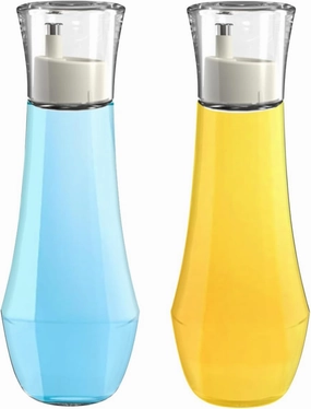 2 Pack Glass Mouthwash Dispenser for Bathroom, 9 OZ Refillable Mouth Wash Container with Lid Cup, Small Clear Refillable Mouthwash Bottle for Countertop (2 Pack)