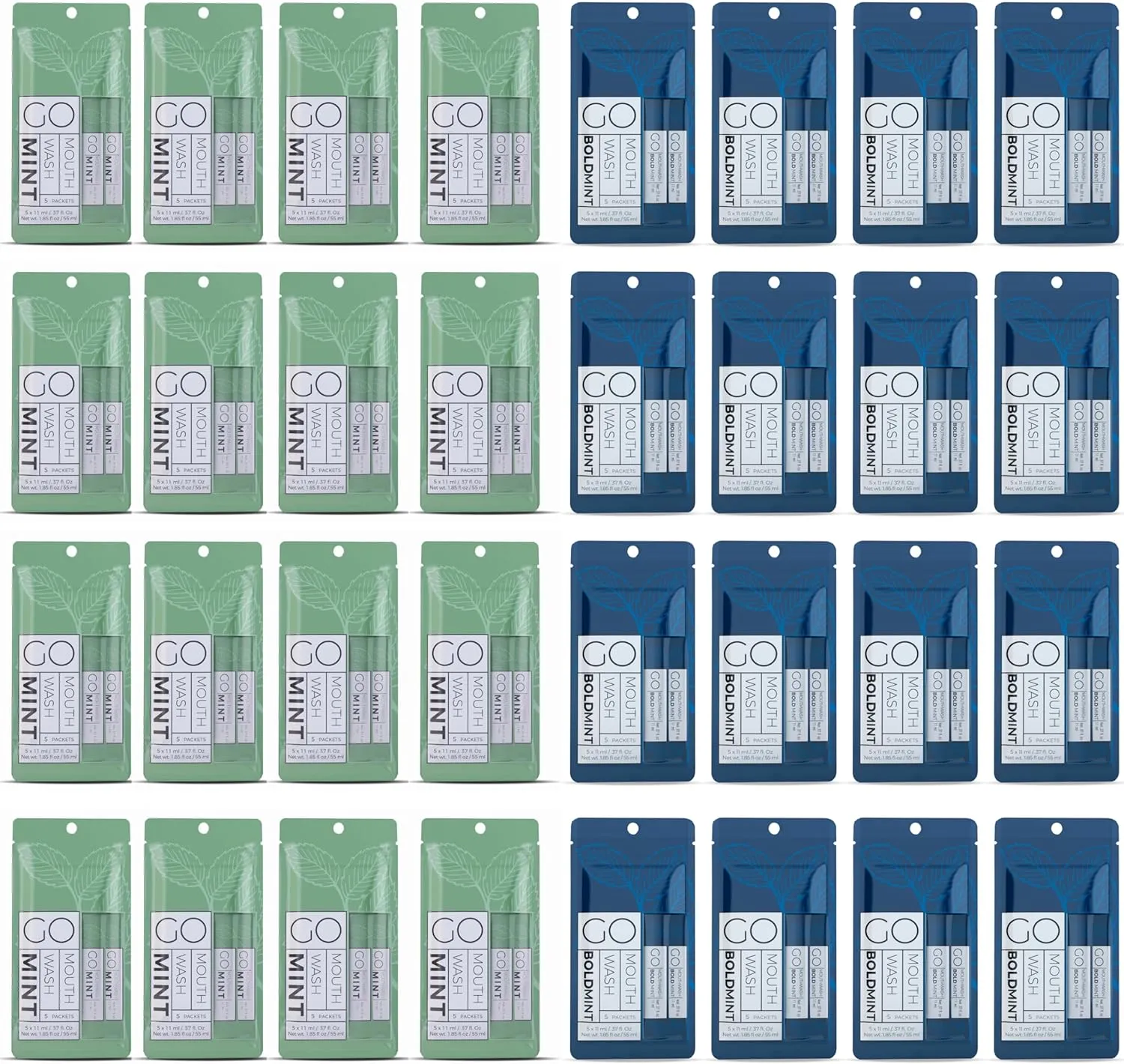 60pc Bold Mint Mouthwash Packets   60pc Go Mouthwash Smooth Mint
