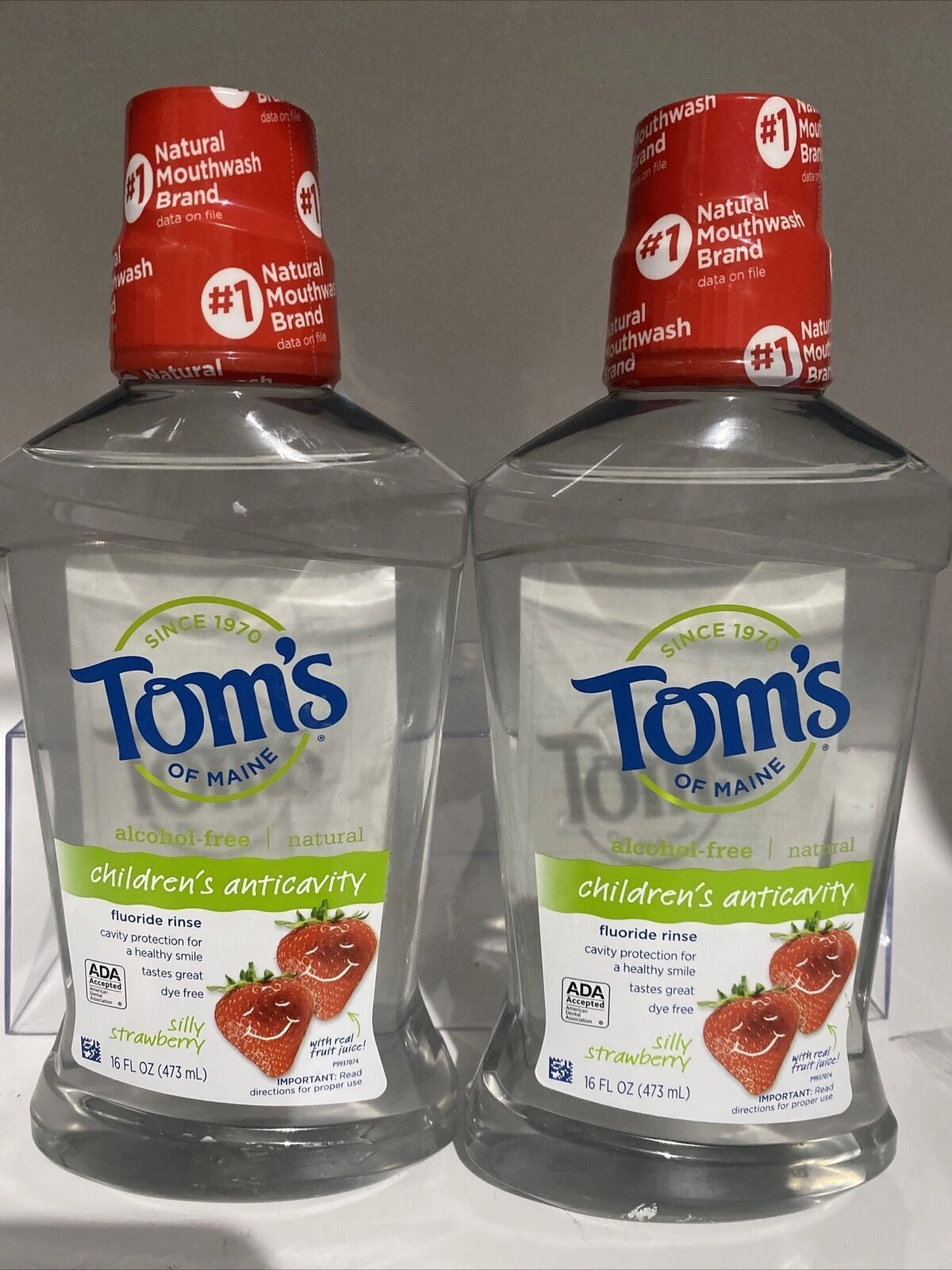 (2) Tom's of Maine Kids Anti cavity Fluoride ￼Mouthwash Strawberry  ￼16oz 11/22
