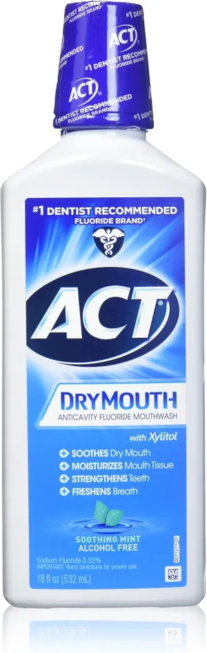 ACT Dry Mouth Mouthwash, Mint, 18 Fl Oz (Pack of 3)