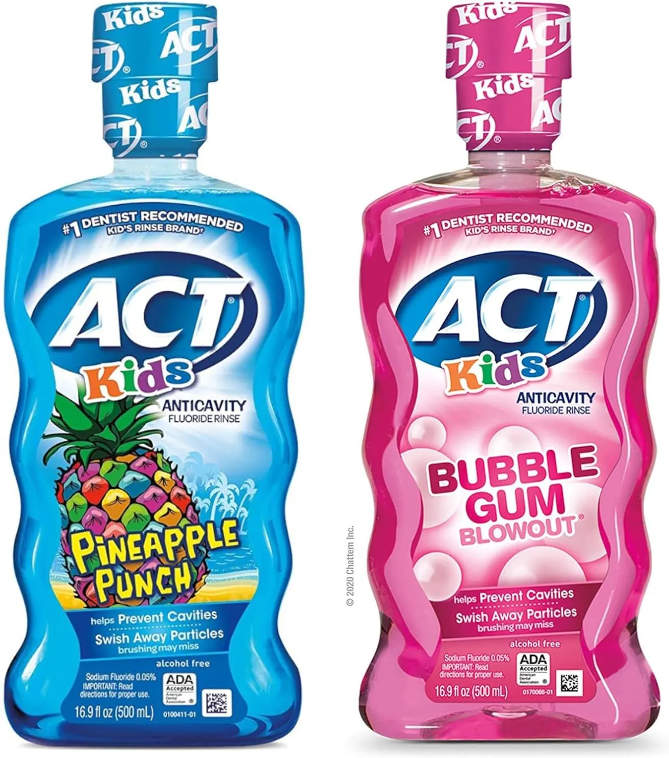ACT Kids Mouthwash Kit, Pineapple Punch   Bubble Gum Blowout, 16.9 fl oz Each