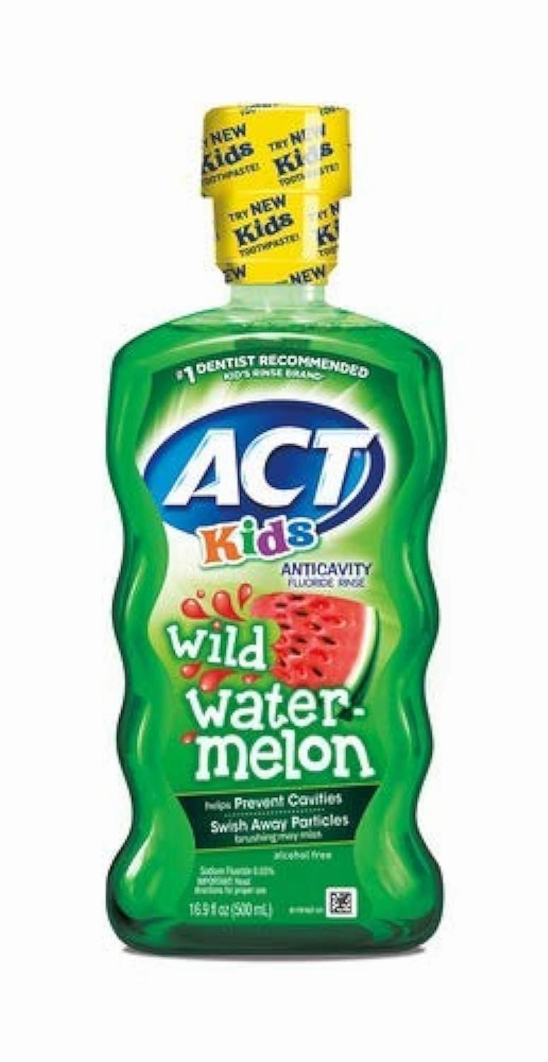 ACT Kids Anti-Cavity Wild Watermelon Fluoride Mouthwash (Pack of 4)