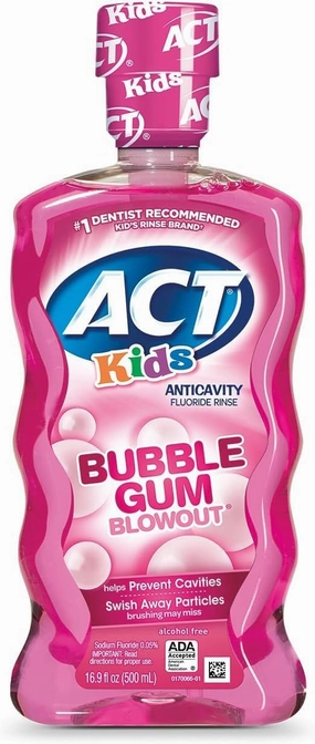 ACT Kids Anticavity Fluoride Rinse, Bubble Gum Blow Out 16.9 oz (Pack of 12)