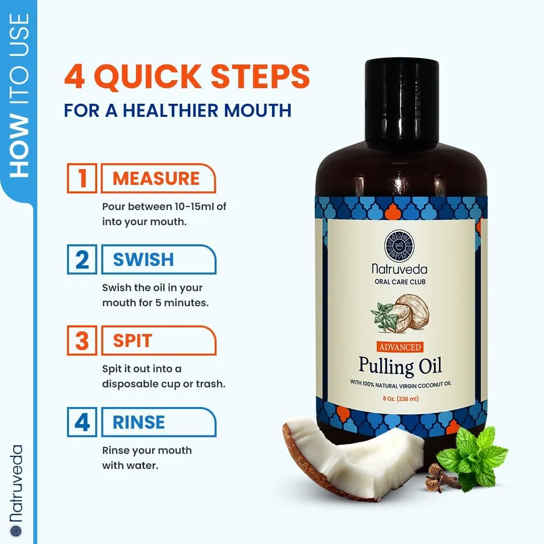 Advanced Coconut Pulling Oil for Oral Care – 3 Pack Family Size (8 oz Each) USA-Based Seller, Lab Tested, Coconut Oil Pulling Mouthwash – No Tongue Scraper Included
