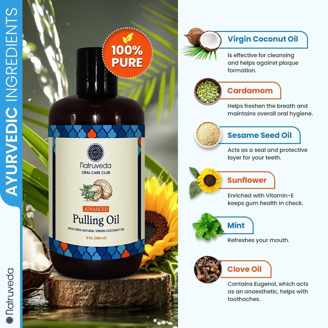 Advanced Coconut Pulling Oil for Oral Care – 3 Pack Family Size (8 oz Each) USA-Based Seller, Lab Tested, Coconut Oil Pulling Mouthwash – No Tongue Scraper Included