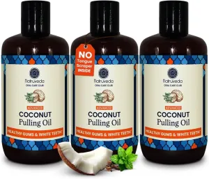 Advanced Coconut Pulling Oil for Oral Care – 3 Pack Family Size (8 oz Each) USA-Based Seller, Lab Tested, Coconut Oil Pulling Mouthwash – No Tongue Scraper Included