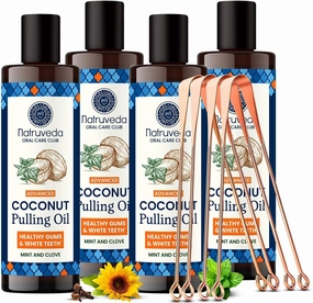 Advanced Coconut Oil Pulling | USA Based Seller | 40 Fl Oz - Extra Virgin Coconut Oil, Mint - Healthy Gums & Strong Teeth - Best Oil Pulling Mouthwash (Pack of 4)