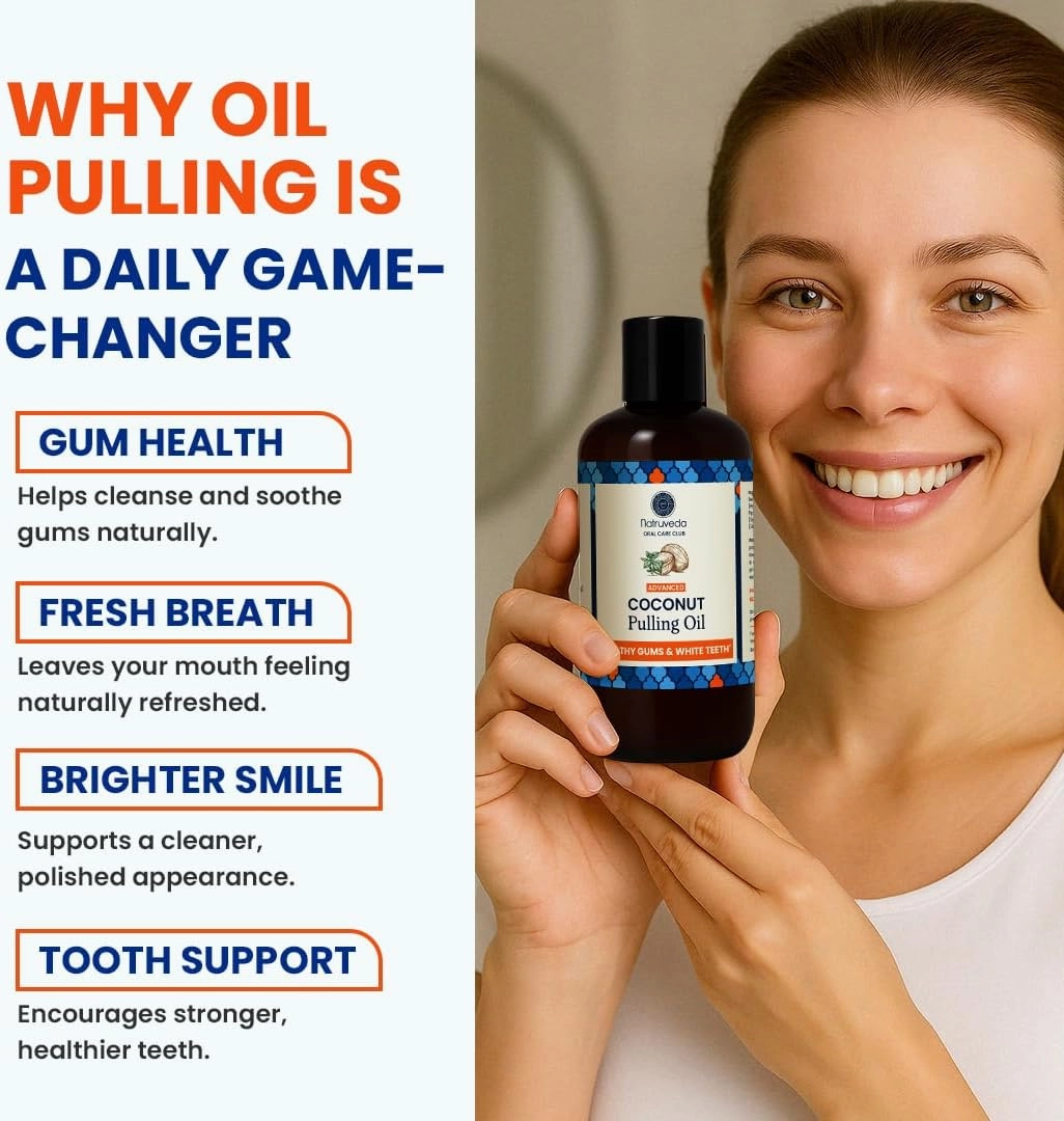 Advanced Coconut Pulling Oil for Oral Care – 3 Pack Family Size (8 oz Each) USA-Based Seller, Lab Tested, Coconut Oil Pulling Mouthwash – No Tongue Scraper Included