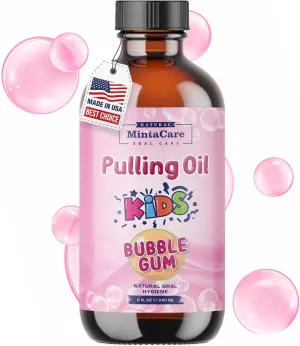 All Natural Organic Oil Pulling for Kids - Mouthwash for Gum and Oral Health - Flouride and Alcohol Free Oral Rinse - Made in USA - Bubble Gum Flavor - 8oz, Pink