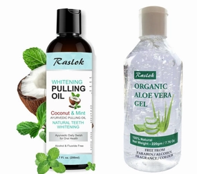 Aloe Vera Gel & Coconut Oil Pulling Mouthwash Bundle | 100% Pure Aloe for Face, Skin & Hair Moisturizing, Hydrating & Soothing   Alcohol-Free Coconut Oil Mouthwash for Fresh Breath, Healthy Teeth & Gu