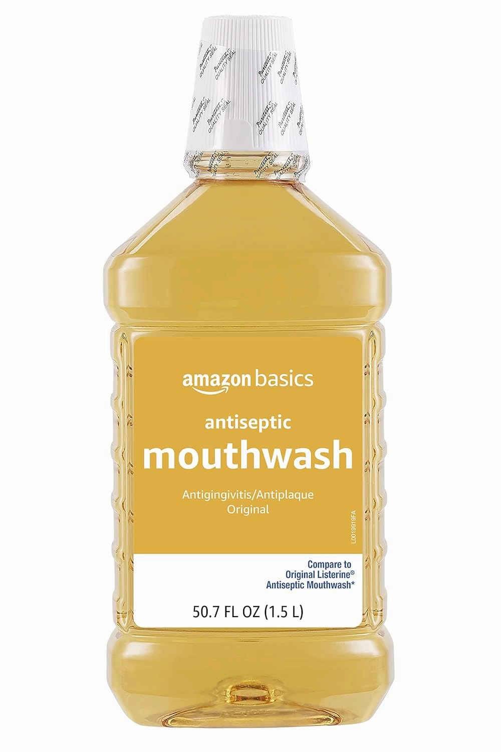 Amazon Basics Antiseptic Mouthwash, Original Flavor, 1.5 Liter, 50.7 ounce (Pack of 4) (Previously Solimo)