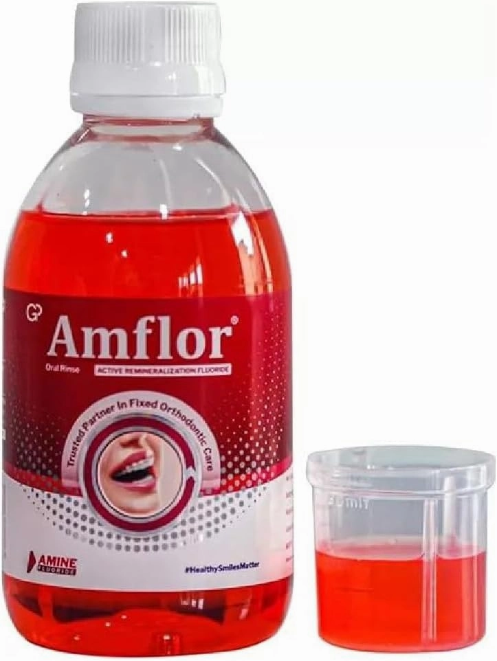Amflor Oral Rinse for Braces with Amine Fluoride Mint Flavor Dental Mouthwash 250ml Bottle