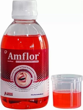 Amflor Oral Rinse for Braces with Amine Fluoride Mint Flavor Dental Mouthwash 250ml Bottle