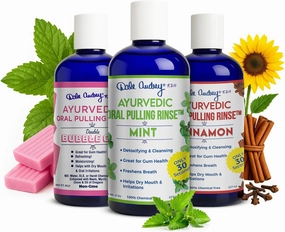 Ayurvedic Organic Oil Pulling for Teeth and Gums | Oral Rinse Alcohol Free Mouthwash Essential Oils for Bad Breath | Healthy Gums Teeth & Fresh Breath (8 Fl Oz (Pack of 3), Variety Pack)