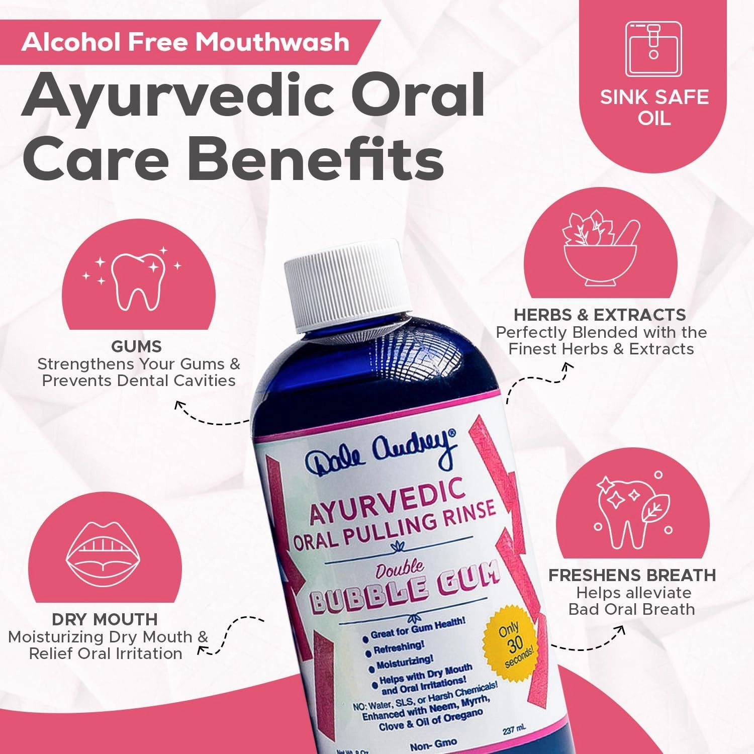 Ayurvedic Organic Oil Pulling for Teeth and Gums | Oral Rinse Alcohol Free Mouthwash Essential Oils for Bad Breath | Healthy Gums Teeth & Fresh Breath (8 Fl Oz (Pack of 3), Variety Pack)