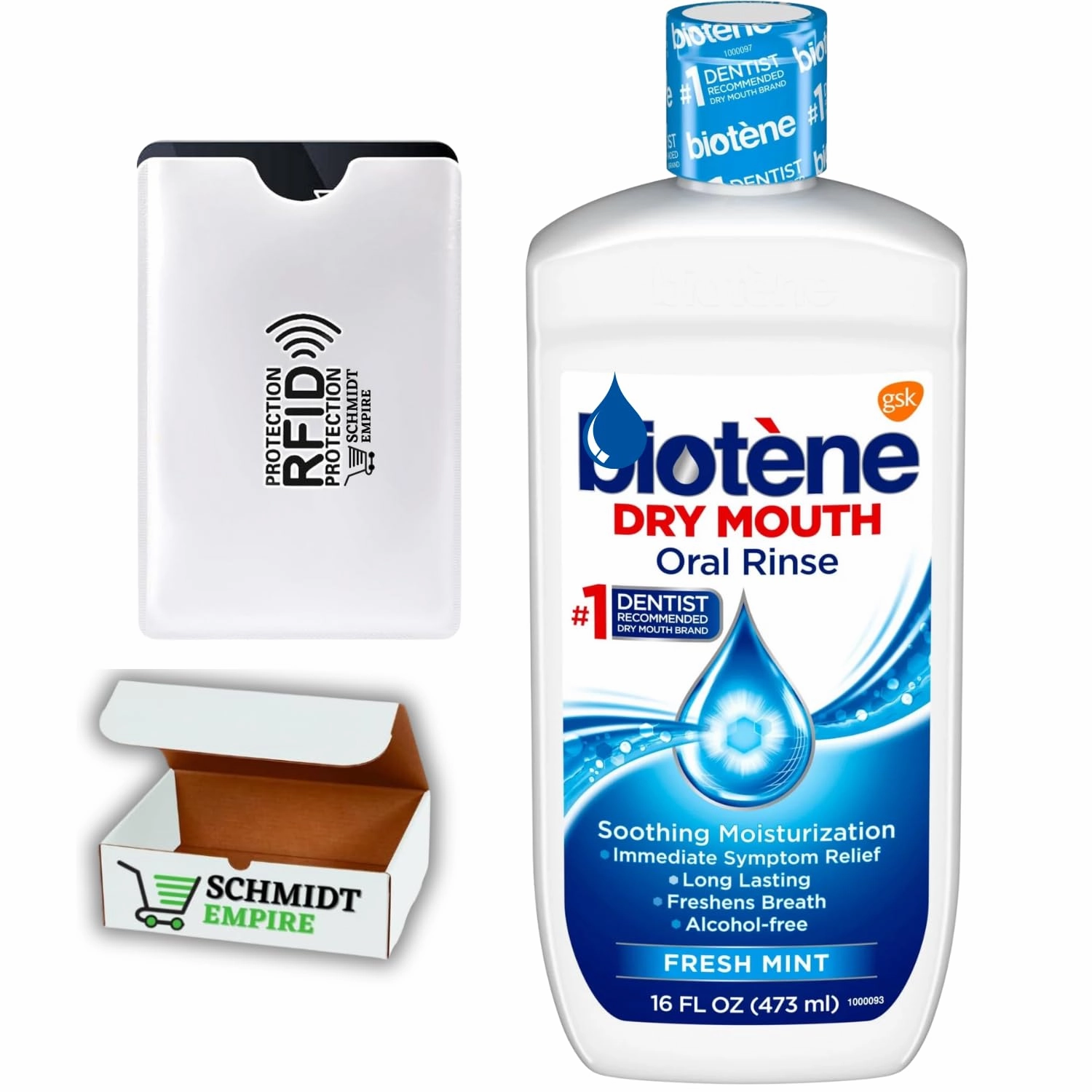 Biotene Alcohol-Free Moisturizing Dry Mouth Oral Rinse Mouthwash, Mint, 16 oz, for Children and Adults (Pack of 1)