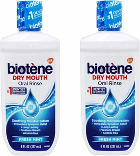 Biotene Dry Mouth Oral Rinse Mouthwash, Fresh Mint Flavor, Alcohol-Free, 8 fl oz (Pack of 2)