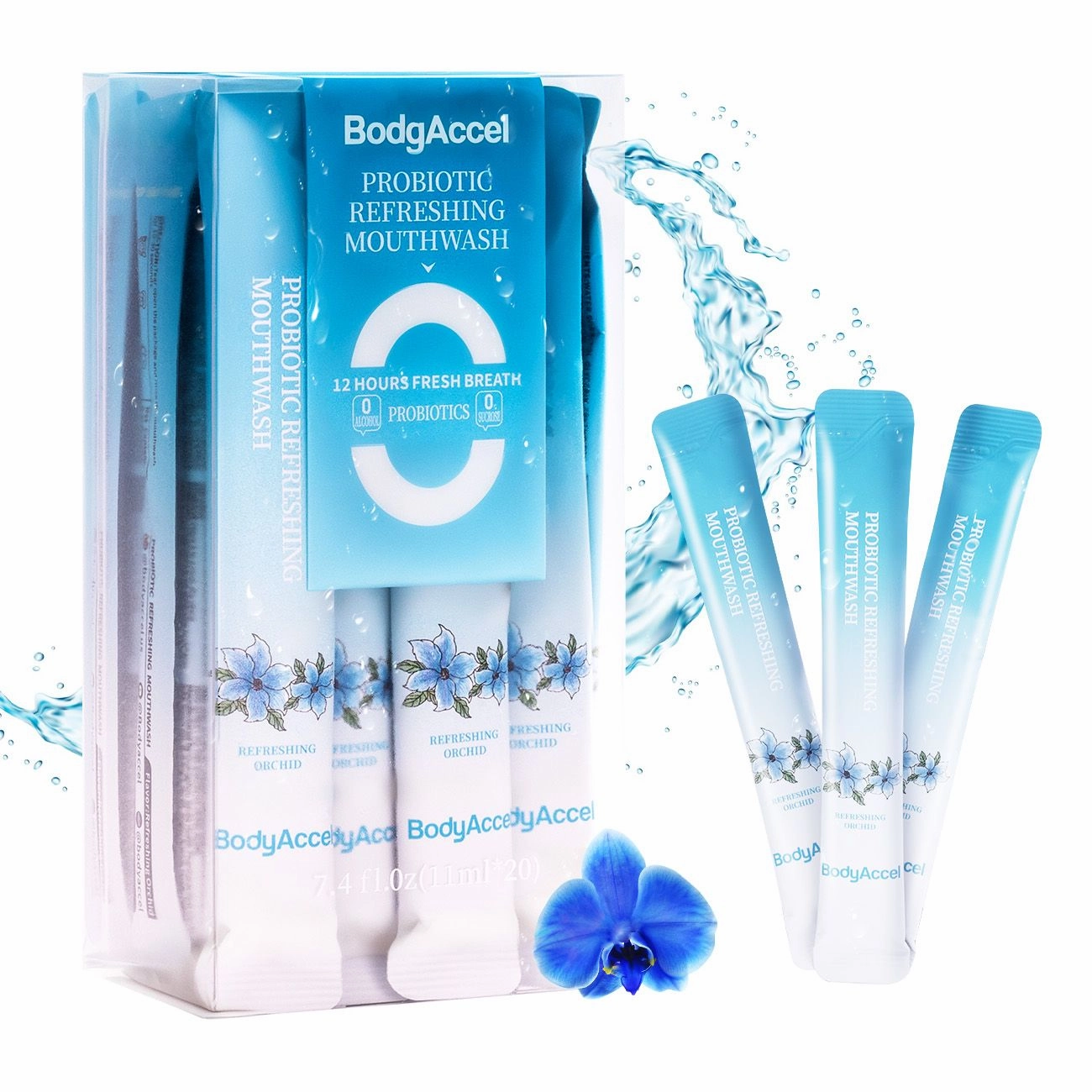 Bodyaccel probiotiv refreshing mouthwash,Probiotic formula,small and portable,Promote oral mcosal health-Prevention of canker ulcer-Effective active ingredient,11ML*20
