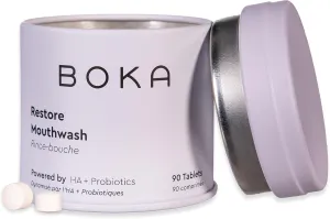 Boka Travel Size Mouthwash Tablets - Hydroxyapatite, Fluoride Free & Alcohol Free - Chewable Tablets to Freshen Breath, Kill Odor Quickly & Helps Remineralize Teeth - (90 Pcs, Mint)