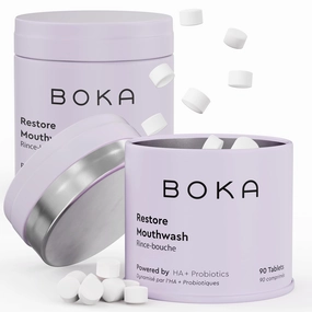 Boka Travel Size Mouthwash Tablets - Hydroxyapatite, Fluoride Free & Alcohol Free - Chewable Tablets to Freshen Breath, Kill Odor Quickly & Helps Remineralize Teeth - (Pack of 2, 90 Pcs, Mint)