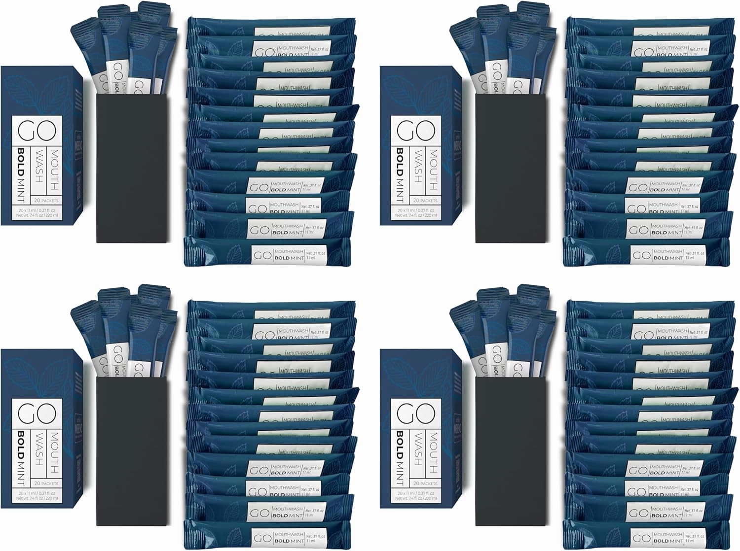 Bold Mint- Travel Size Mouthwash Packets - Individual Mini Mouthwash Packets for Fresh Breath - Perfect Travel Size Toiletries for Guest Bathrooms. 80 Packets