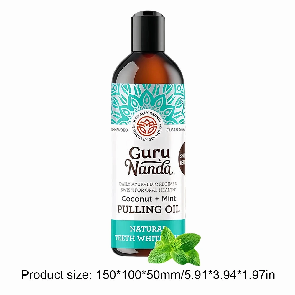 Brightening Mouthwash with Tongue Scraper Coconut Mint Pulling Oil Mouthwash Teeth Whitening Pulling Oil for Women Men Oral Care