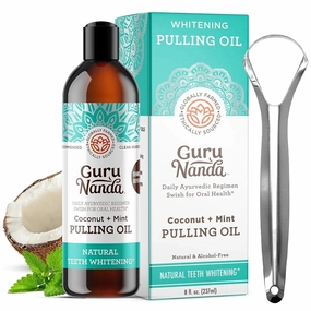 Brightening Mouthwash with Tongue Scraper Coconut Mint Pulling Oil Mouthwash Teeth Whitening Pulling Oil for Women Men Oral Care