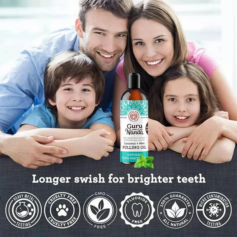 Brightening Mouthwash with Tongue Scraper Coconut Mint Pulling Oil Mouthwash Teeth Whitening Pulling Oil for Women Men Oral Care