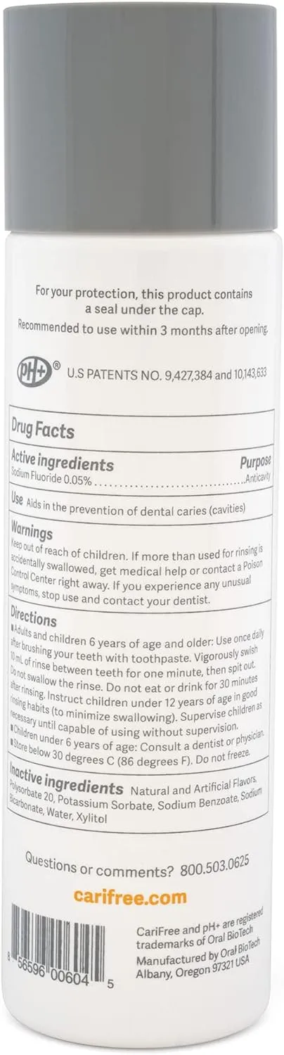 CariFree Maintenance Rinse, Citrus Flavored, Anti-Cavity Fluoride Mouthwash, Dentist Recommended, Prevents Oral Decay, Freshens Breath, Alcohol-Free, Neutralizes pH (Previously CTx3)