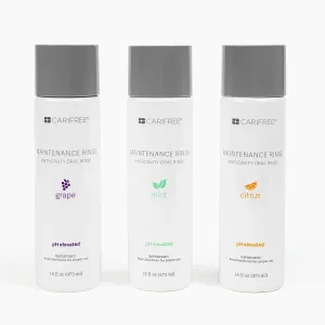 CariFree Maintenance Rinse, Variety Pack with 3 Flavors (Mint, Citrus, Grape), Fluoride & Xylitol Mouthwash, Dentist Recommended, Anti-Cavity Oral Care, Neutralizes pH, Made in The U.S.A.