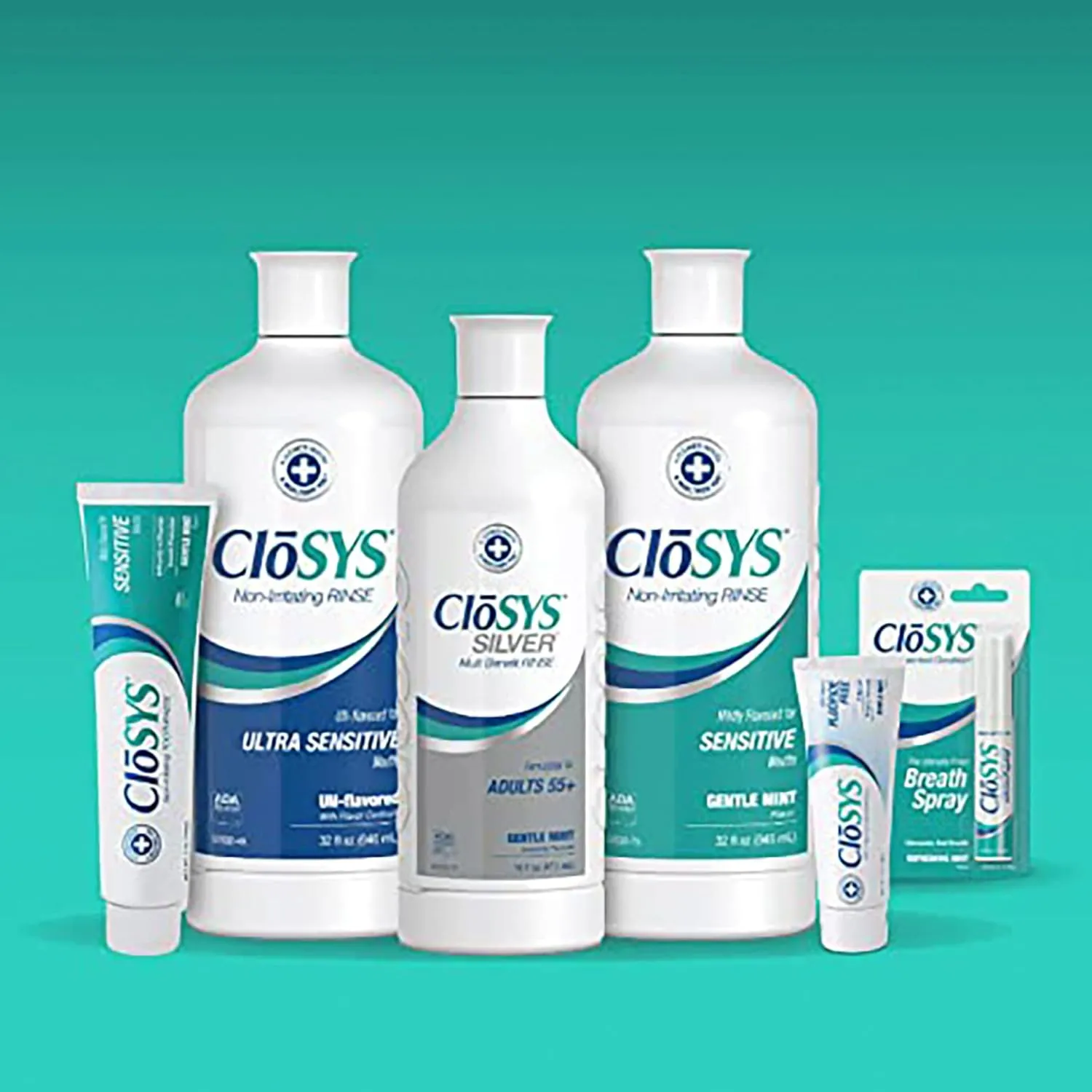 CloSYS Fluoride Toothpaste Gentle Mint (2 Pack)   CloSYS Healthy Teeth Oral Rinse Mouthwash 32 Fl Oz Bundle