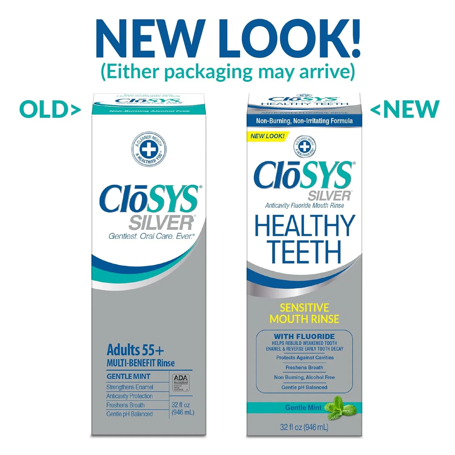 CloSYS Healthy Teeth Oral Rinse Mouthwash - 32 Fl Oz (Pack of 2)
