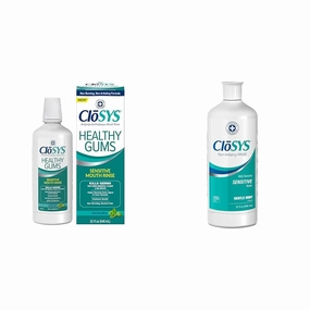 CloSYS Healthy Gums Oral Rinse Mouthwash - 32 Fl Oz & Sensitive Mouthwash, 32 Ounce, Gentle Mint, Alcohol Free, Dye Free, pH Balanced