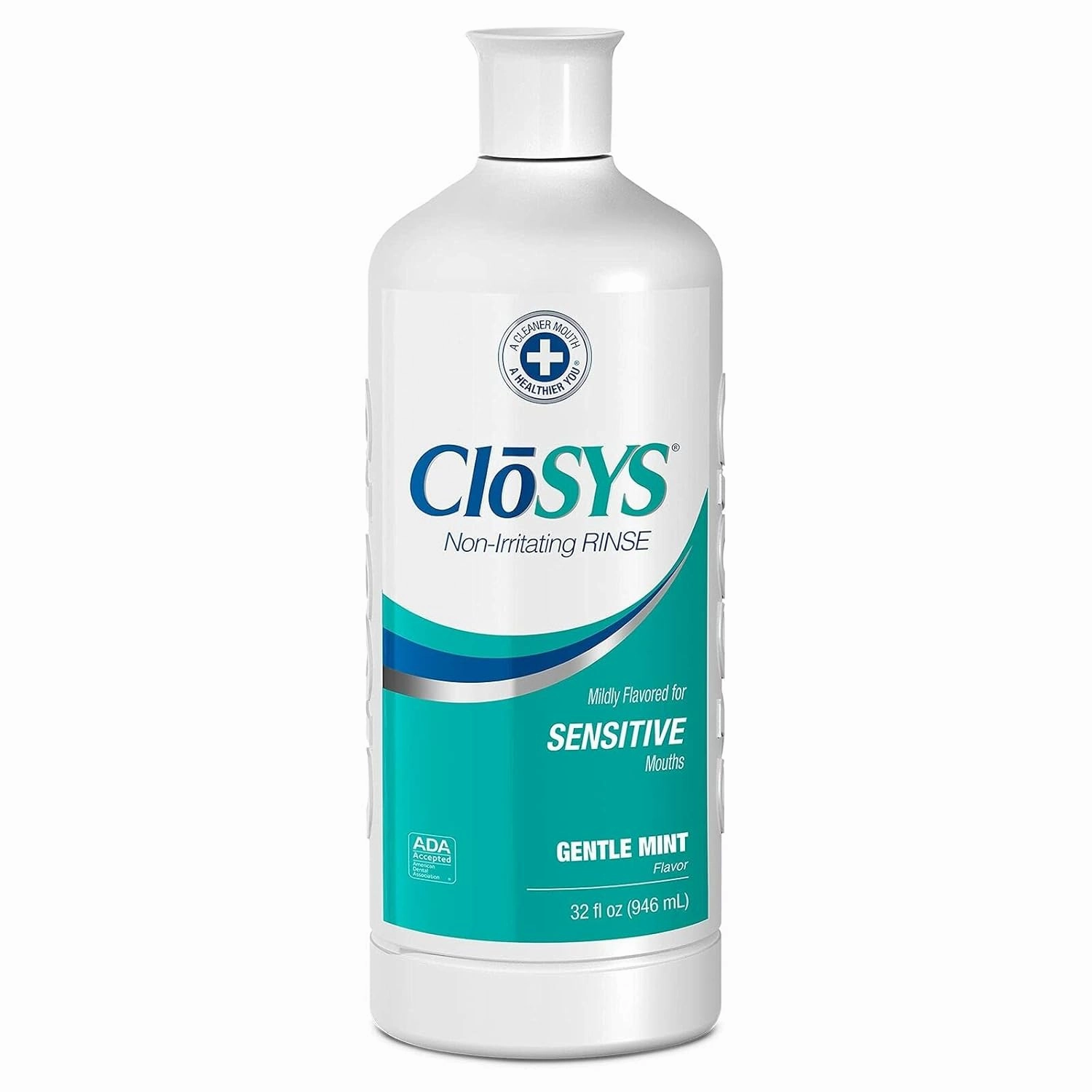 CloSYS Healthy Gums Oral Rinse Mouthwash - 32 Fl Oz & Sensitive Mouthwash, 32 Ounce, Gentle Mint, Alcohol Free, Dye Free, pH Balanced