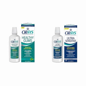 CloSYS Healthy Gums Oral Rinse Mouthwash - 32 Fl Oz & Ultra Sensitive Mouthwash, 32 Ounce, Unflavored (Optional Flavor Dropper Included)