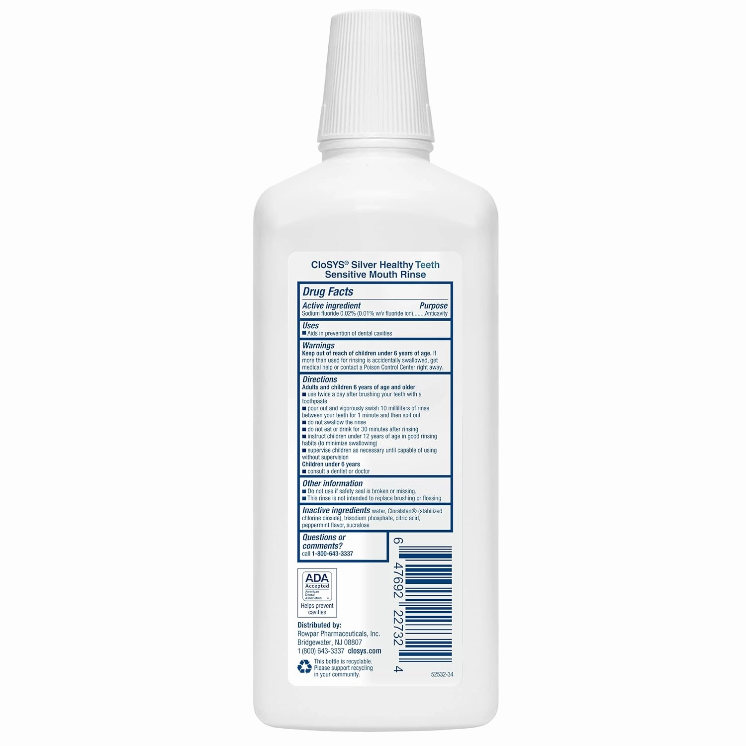 Closys Healthy Teeth Anti-Cavity Oral Rinse Mouthwash with Fluoride, Non-Burning, Non-Irritating – 32 Fl Oz (Triple Pack)