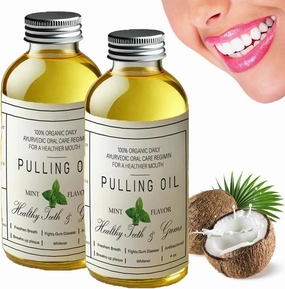 Cocofresha Pulling Oil, Pure Organic Coconut Oil 4 Oz Mint Flavor for Teeth and Gums, Powerful Organic Coconut Peppermint Oil (2)