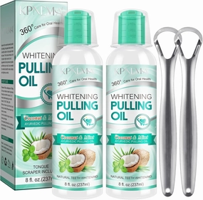 Coconut Mint Oil Pulling Mouthwash, Natural Coconut Oil Mint Mouthwash Keeps Breath Fresh Suitable for Dates and Daily Oral Care, White Teeth & Healthy Gums (8 Fl Oz (Pack of 2))