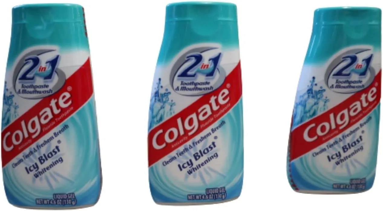 Colgate 2-in-1 Toothpaste and Mouthwash, Whitening, Icy Blast 4.60 oz (Pack of 3)