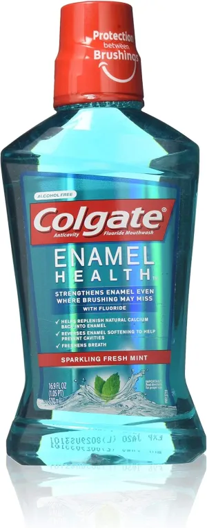 Colgate Enamel Health Anticavity Fluoride Mouthwash, Sparkling Fresh Mint 16.90 oz (Pack of 3)