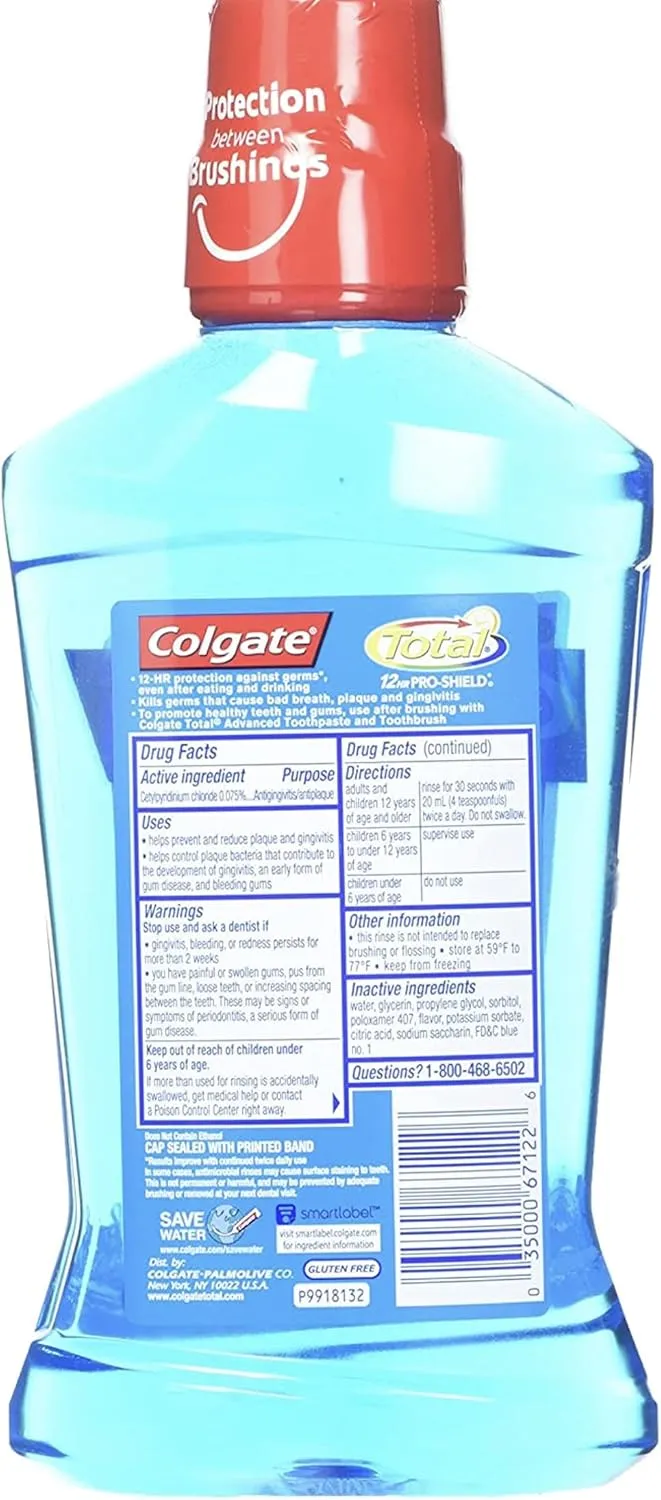 Colgate Total Advanced Pro-Shield Mouthwash, Peppermint Blast, 16.9 Ounce (Pack of 2)