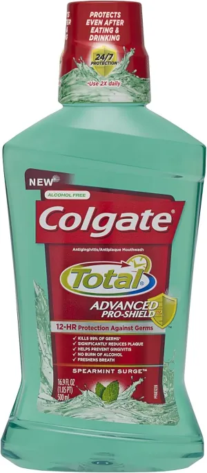 Colgate Total Advanced Pro-Shield Mouthwash, Spearmint Surge, 16.9 Fluid Ounce
